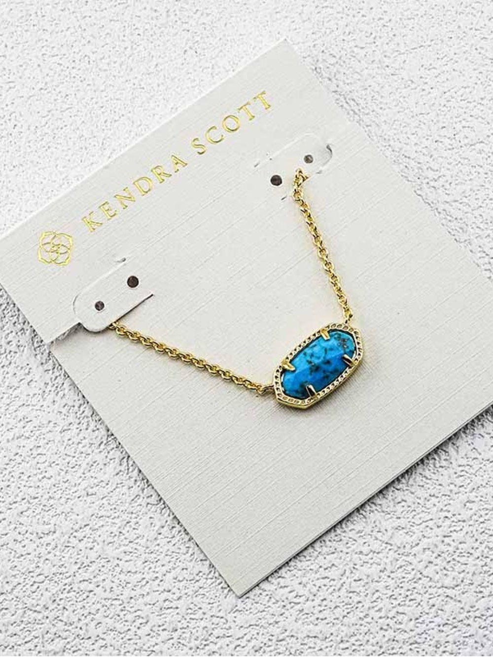 Kendra Scott Blue Turquoise Drusy Elisa Necklace - Gold